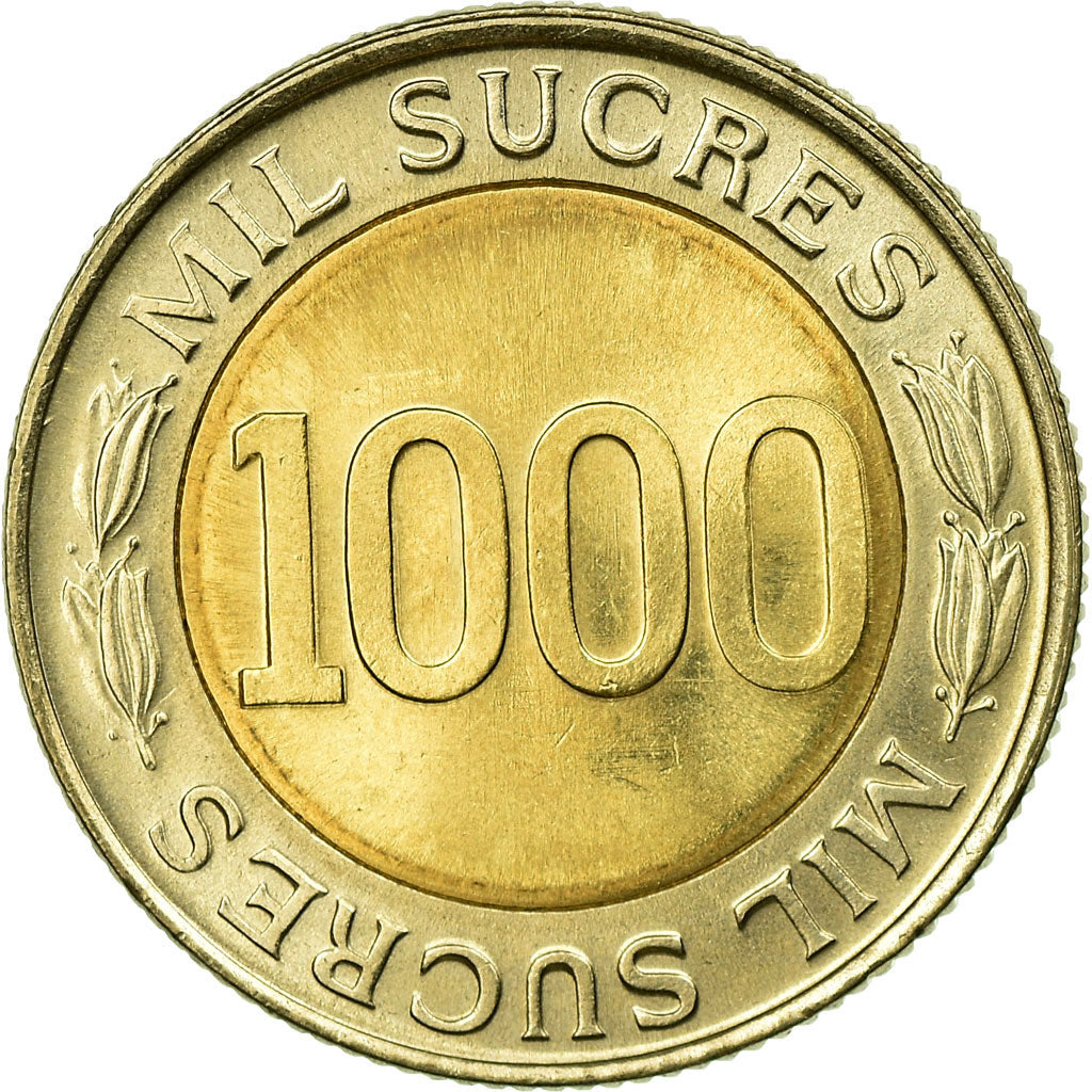 Moneda, Ecuador, 1000 Sucres, 1997, MBC, Bimetálico, KM:103