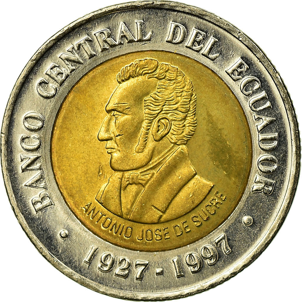 Coin, Ecuador, 70th Anniversary - Central Bank	1997, 100 Sucres, 1997