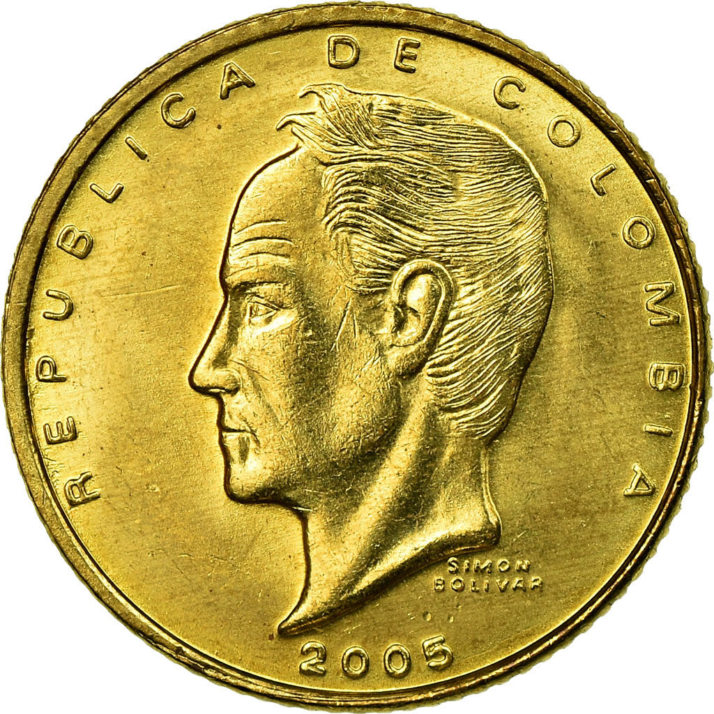 Coin, Colombia, 20 Pesos, 2005, MS(63), Brass, KM:294