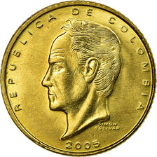 Coin, Colombia, 20 Pesos, 2005, MS(63), Brass, KM:294