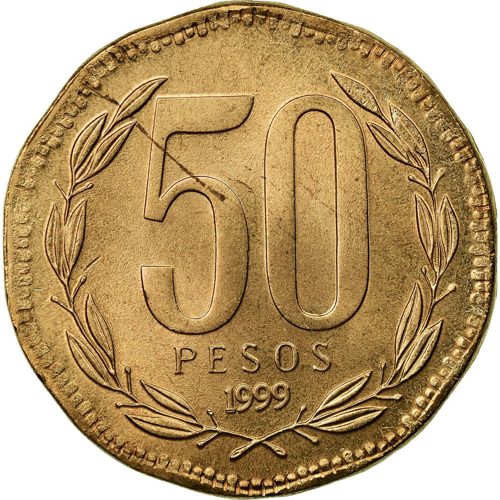 Münze, Chile, 50 Pesos, 1999, Santiago, SS, Aluminum-Bronze, KM:219.2