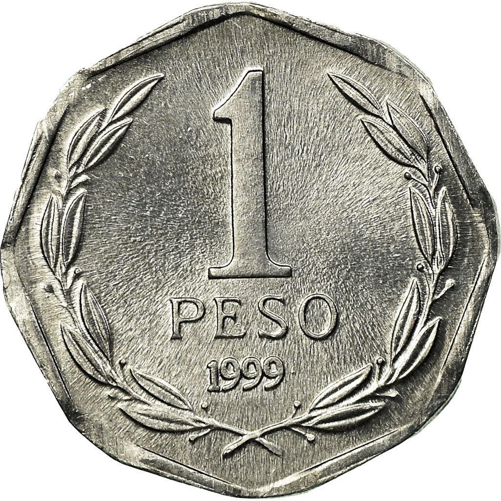 Coin, Chile, Peso, 1999, Santiago, AU(55-58), Aluminum, KM:231