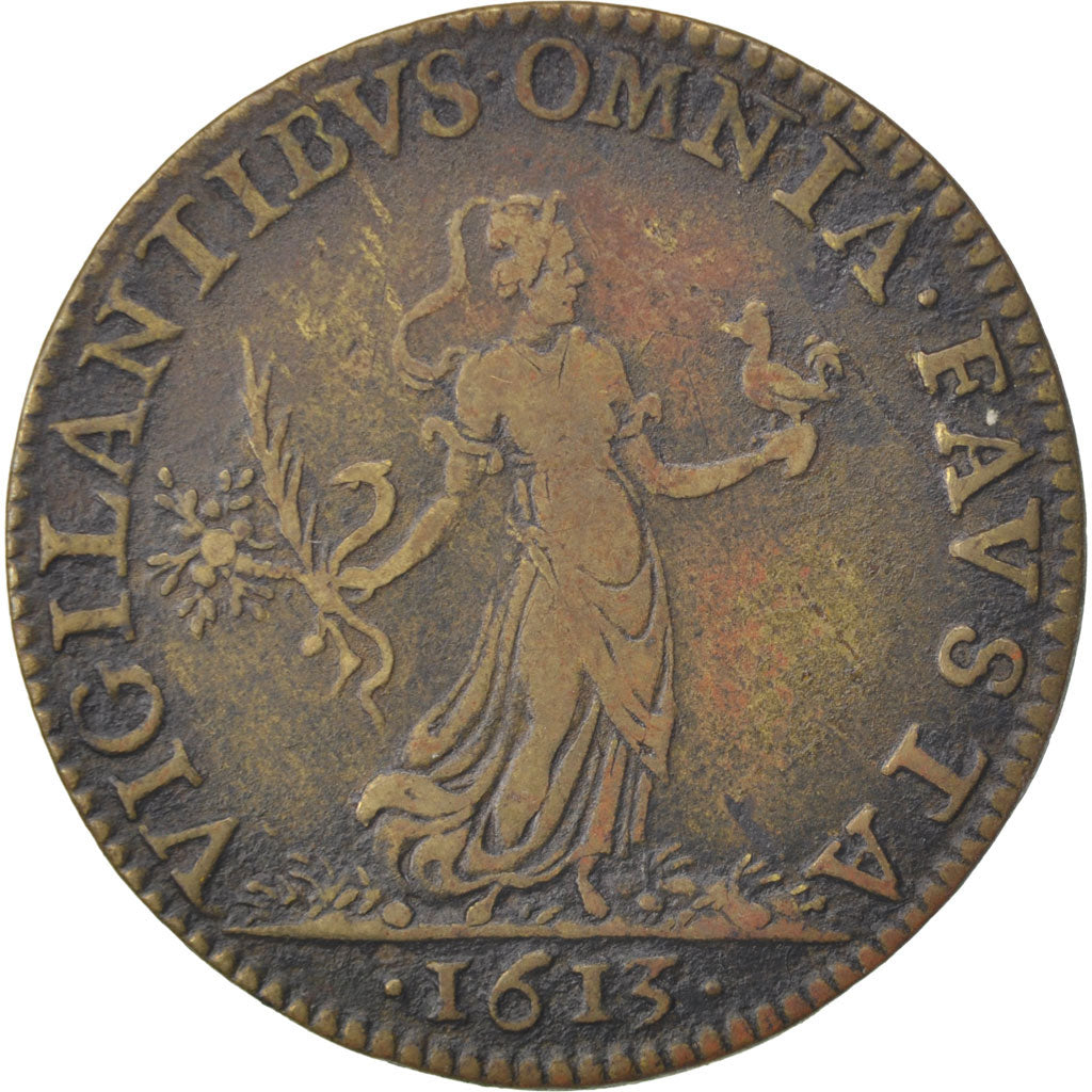 France, Justice, Token, 1613, EF(40-45), Copper, Feuardent #3823, 6.17