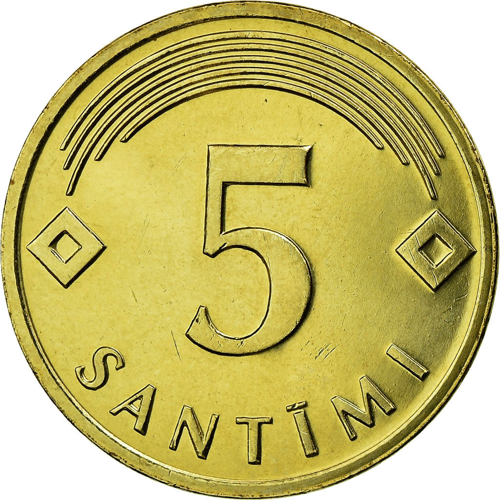 Coin, Latvia, 5 Santimi, 2006, AU(55-58), Nickel-brass, KM:16