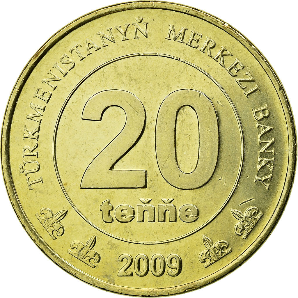 Moneta, Turkmenistan, 20 Tenge, 2009, SPL, Ottone, KM:99