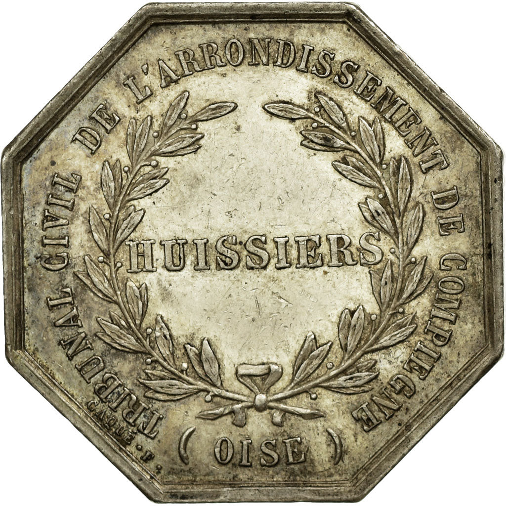 France, Token, Justice, 1853, Caqué, AU(55-58), Silver
