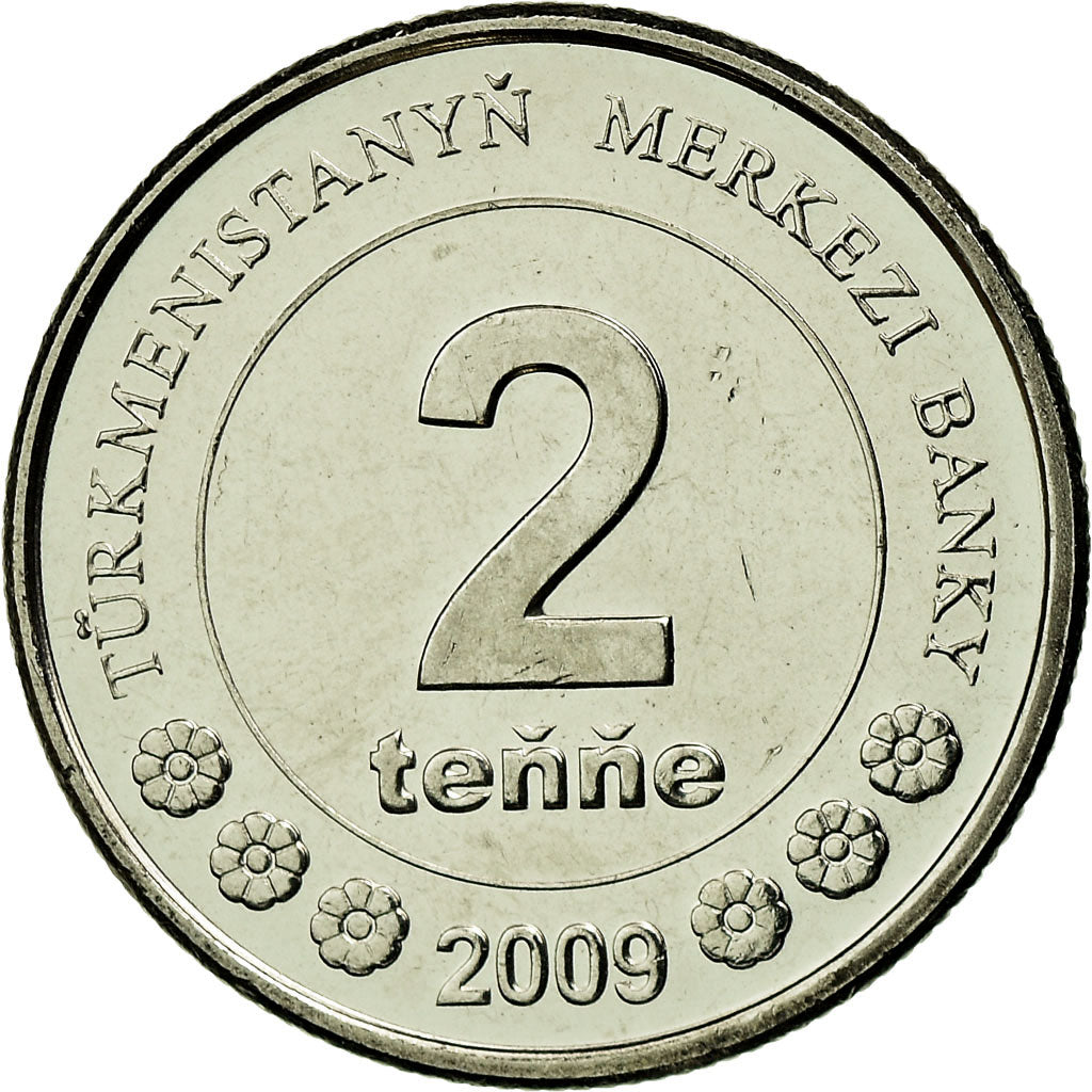 Münze, Turkmanistan, 2 Tenge, 2009, UNZ, Nickel plated steel, KM:96