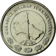 Coin, Turkmanistan, Tenge, 2009, EF(40-45), Nickel plated steel, KM:95