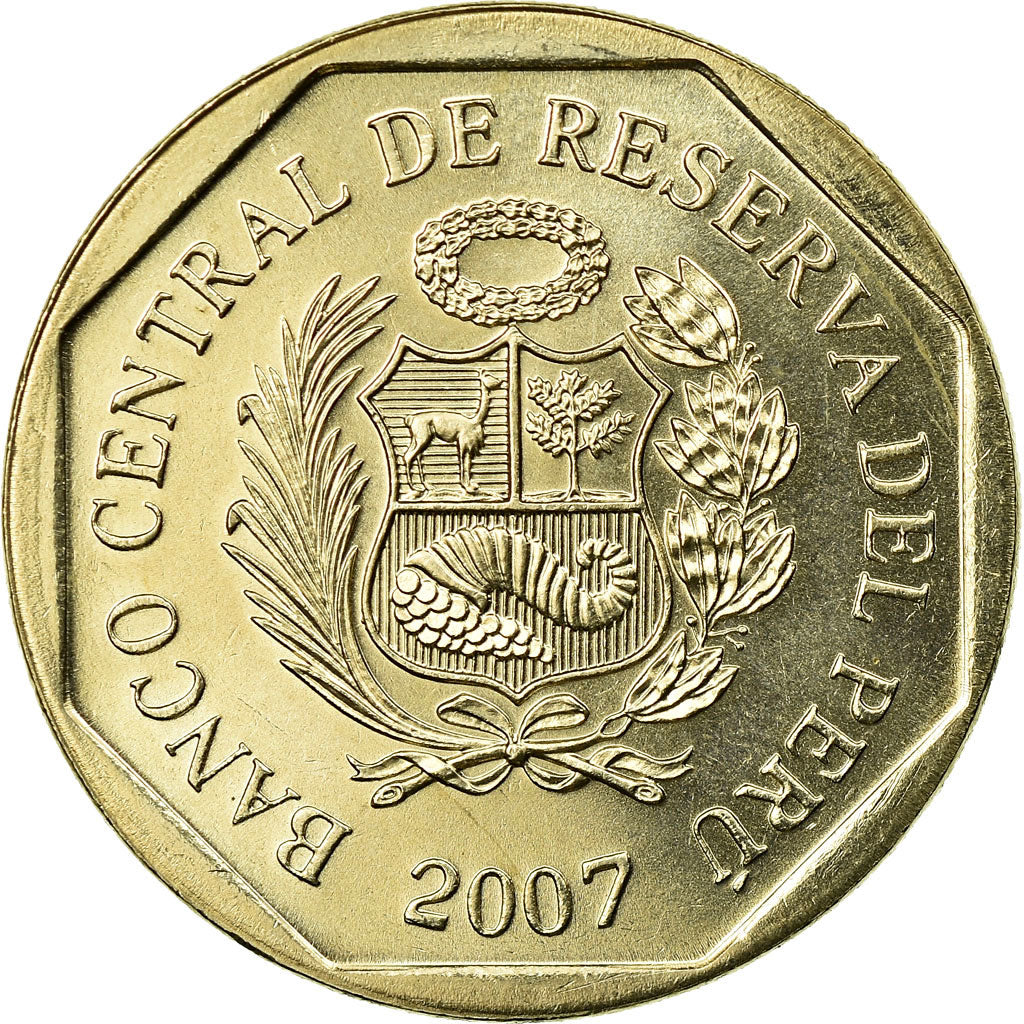 Moneta, Perù, Nuevo Sol, 2007, Lima, SPL, Rame-nichel-zinco, KM:308.4