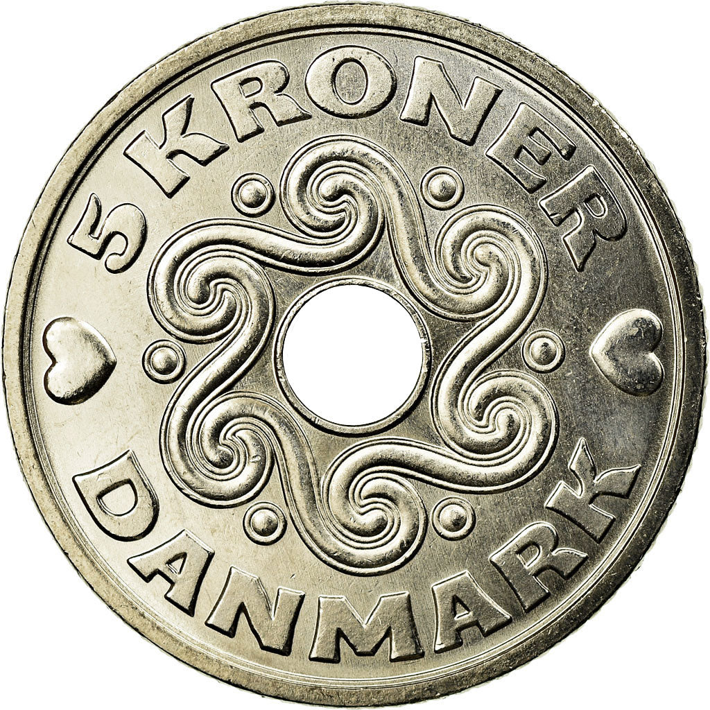 Coin, Denmark, Margrethe II, 5 Kroner, 2007, Brondby, MS(63), Copper-nickel