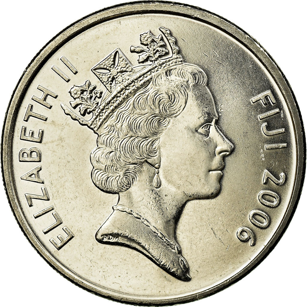 Moneta, Fiji, Elizabeth II, 20 Cents, 2006, MS(63), Nickel platerowany stalą