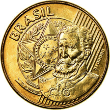 Coin, Brazil, 25 Centavos, 2008, AU(55-58), Bronze Plated Steel, KM:650