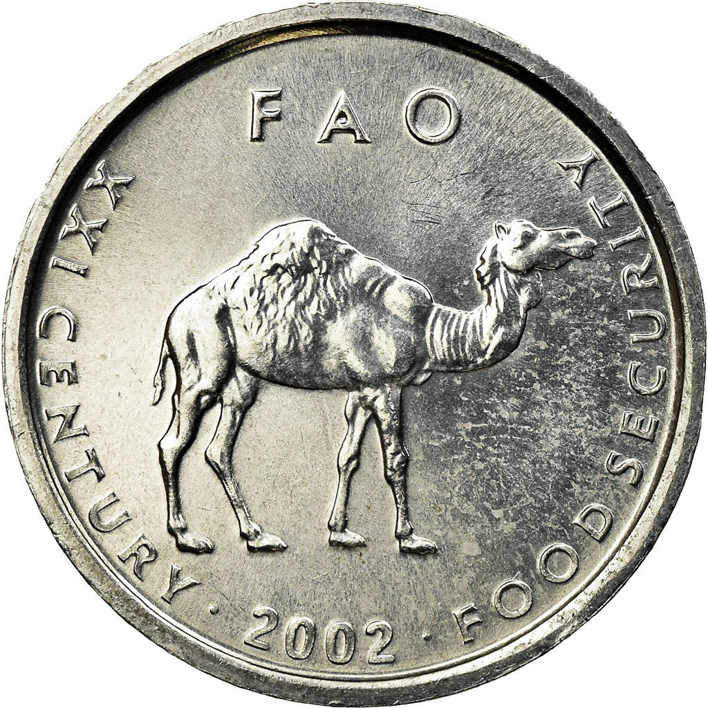 Coin, Somalia, 10 Shillings / Scellini, 2002, AU(55-58), Aluminum, KM:46