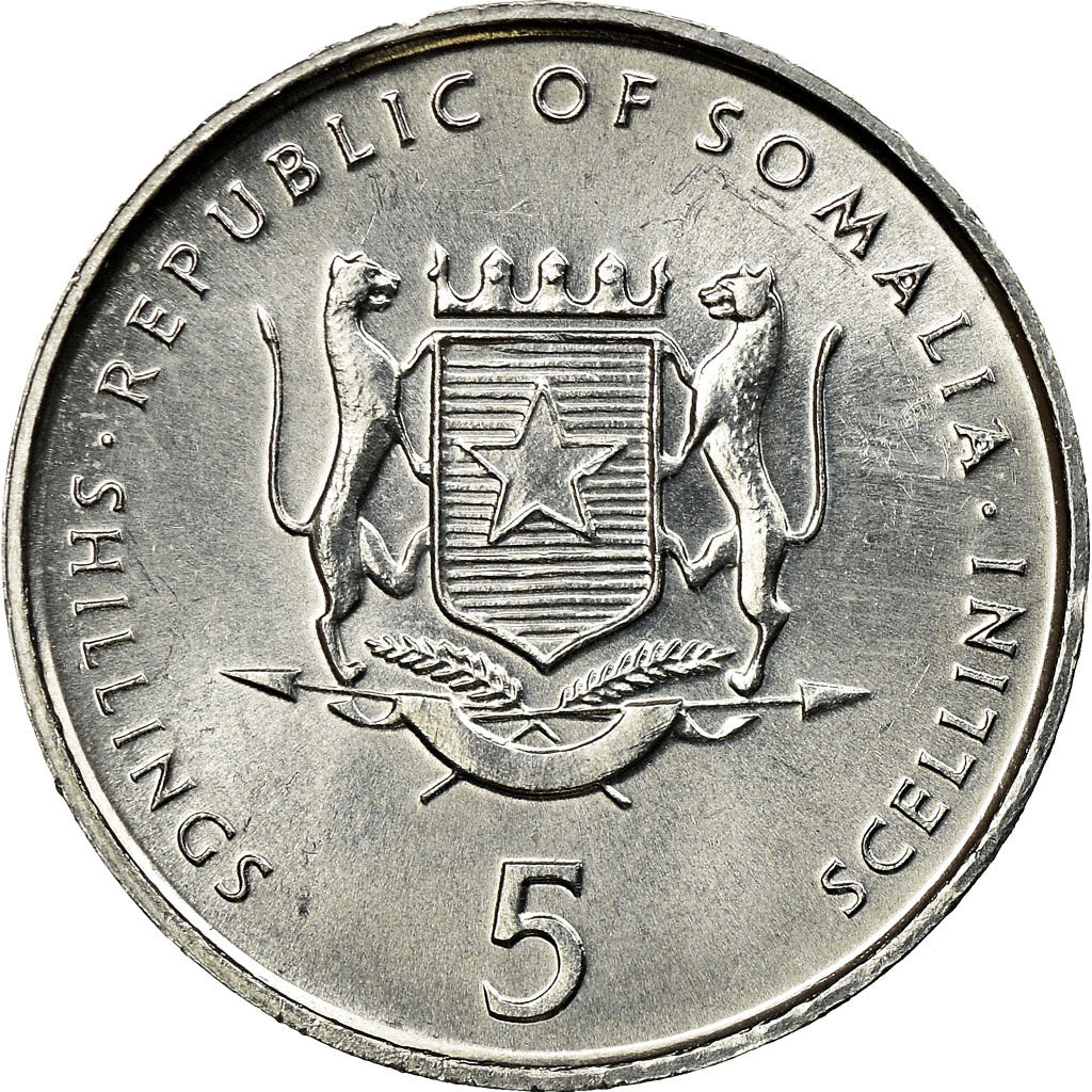 Moneta, Somalia, 5 Shilling / Scellini, 2002, SPL, Alluminio, KM:45