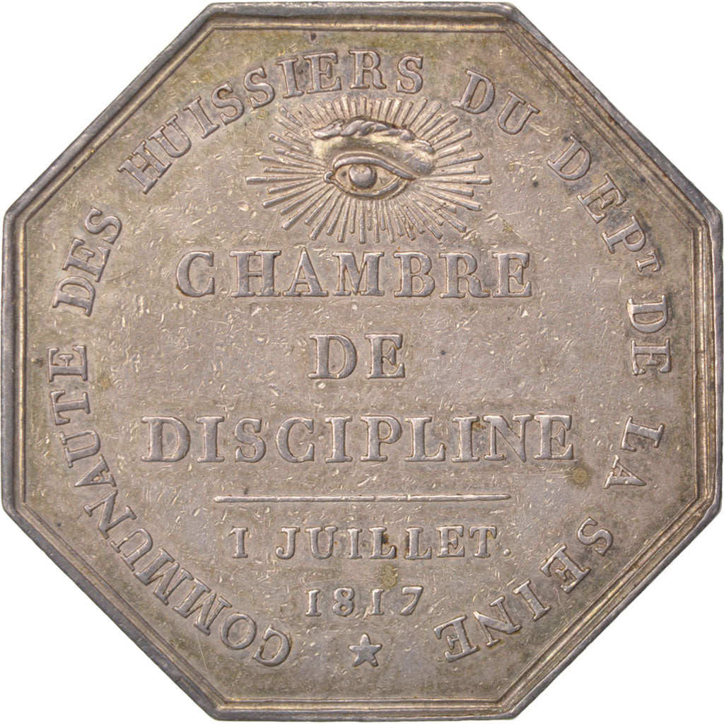 France, Justice, Token, 1817, AU(55-58), Silver, 14.73