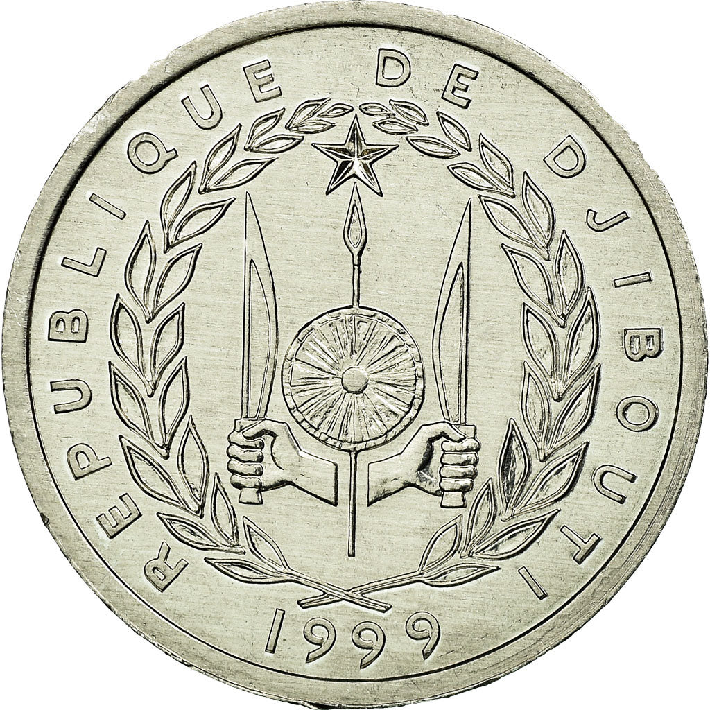 Coin, Djibouti, 2 Francs, 1999, Paris, MS(63), Aluminum, KM:21