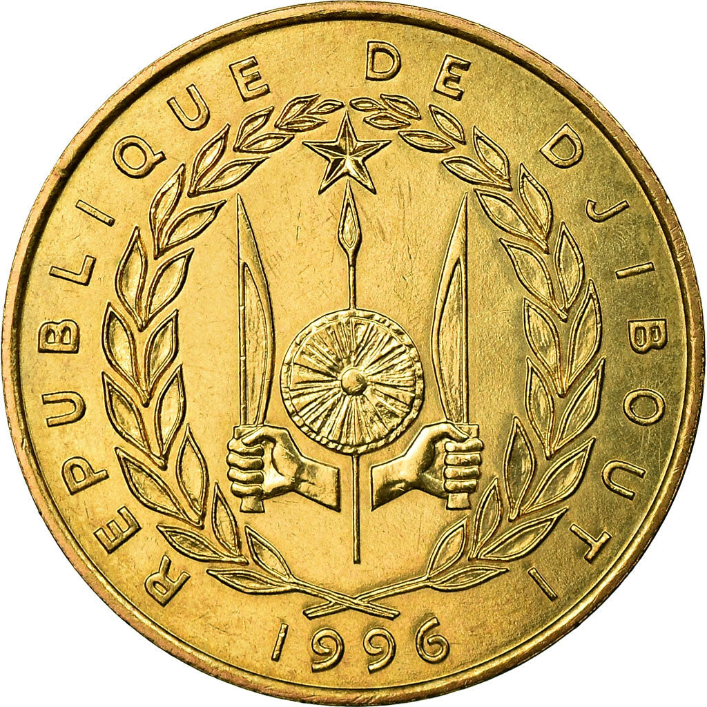Coin, Djibouti, 20 Francs, 1996, Paris, EF(40-45), Aluminum-Bronze, KM:24