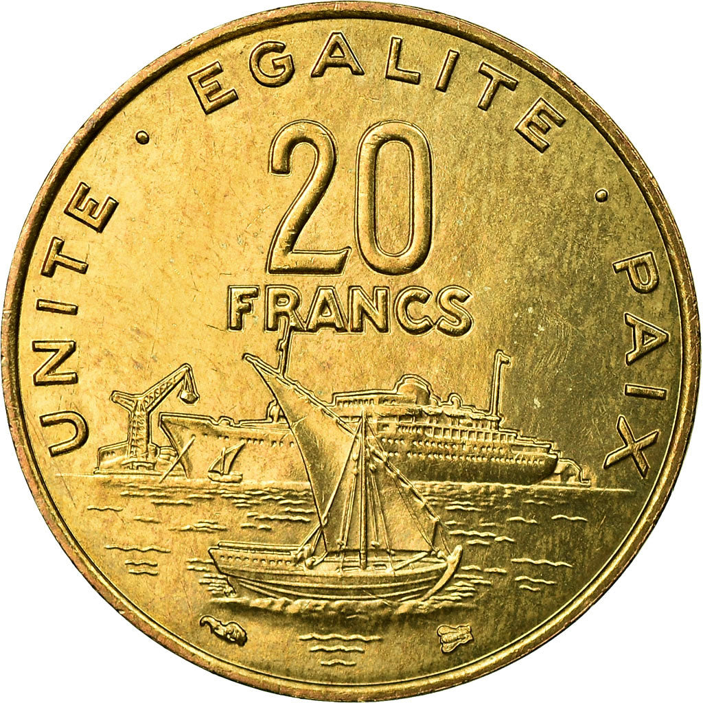 Coin, Djibouti, 20 Francs, 1996, Paris, EF(40-45), Aluminum-Bronze, KM:24