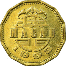Coin, Macau, 20 Avos, 1993, British Royal Mint, EF(40-45), Brass, KM:71