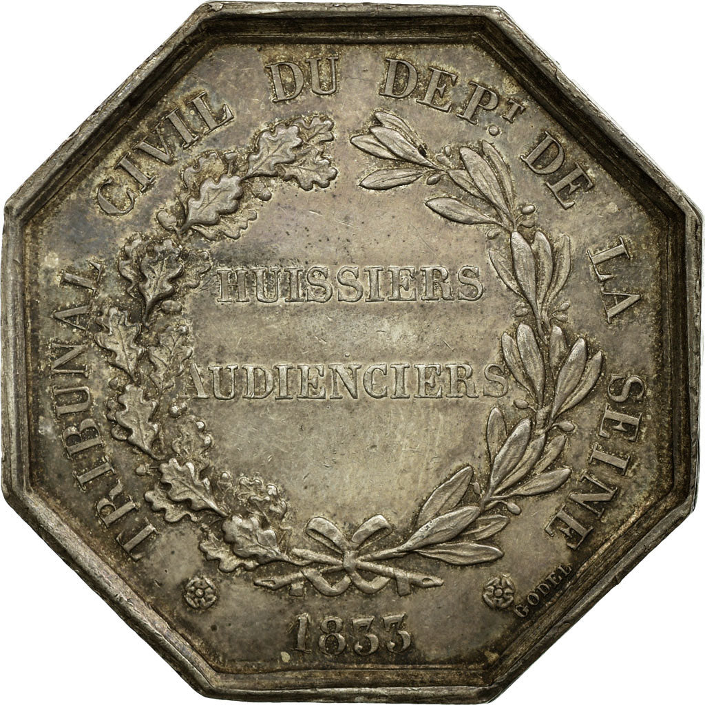 France, Token, Justice, 1833, AU(55-58), Silver