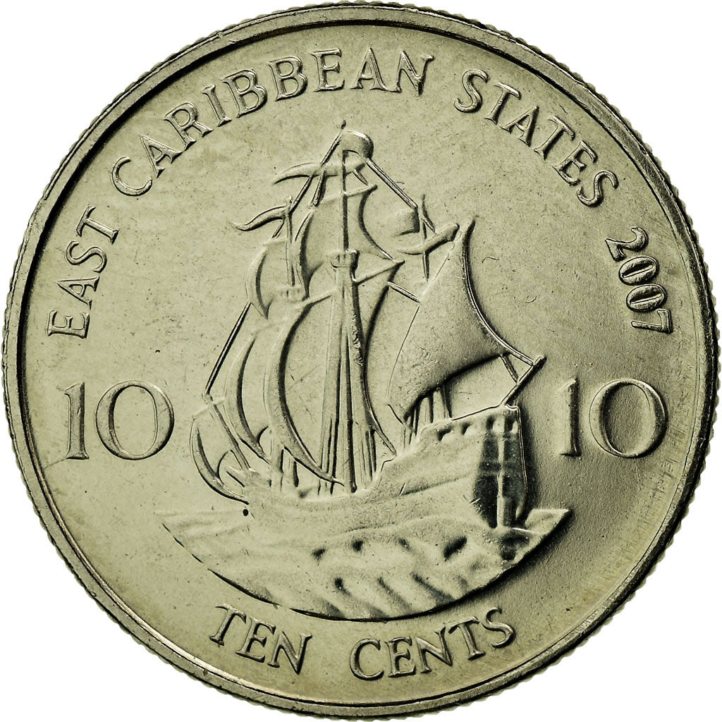 Monnaie, Etats des caraibes orientales, Elizabeth II, 10 Cents, 2007, British