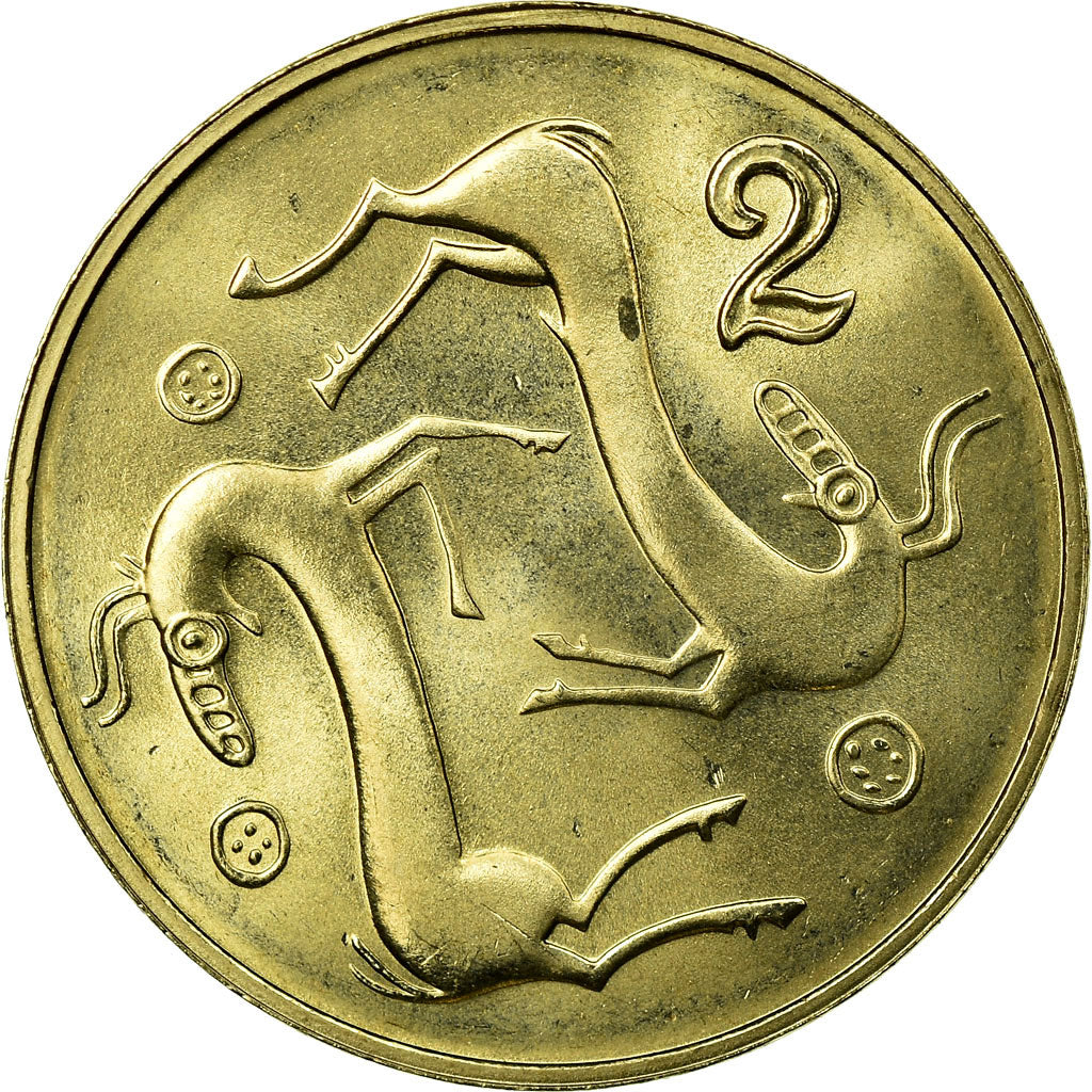 Coin, Cyprus, 2 Cents, 2004, AU(55-58), Nickel-brass, KM:54.3