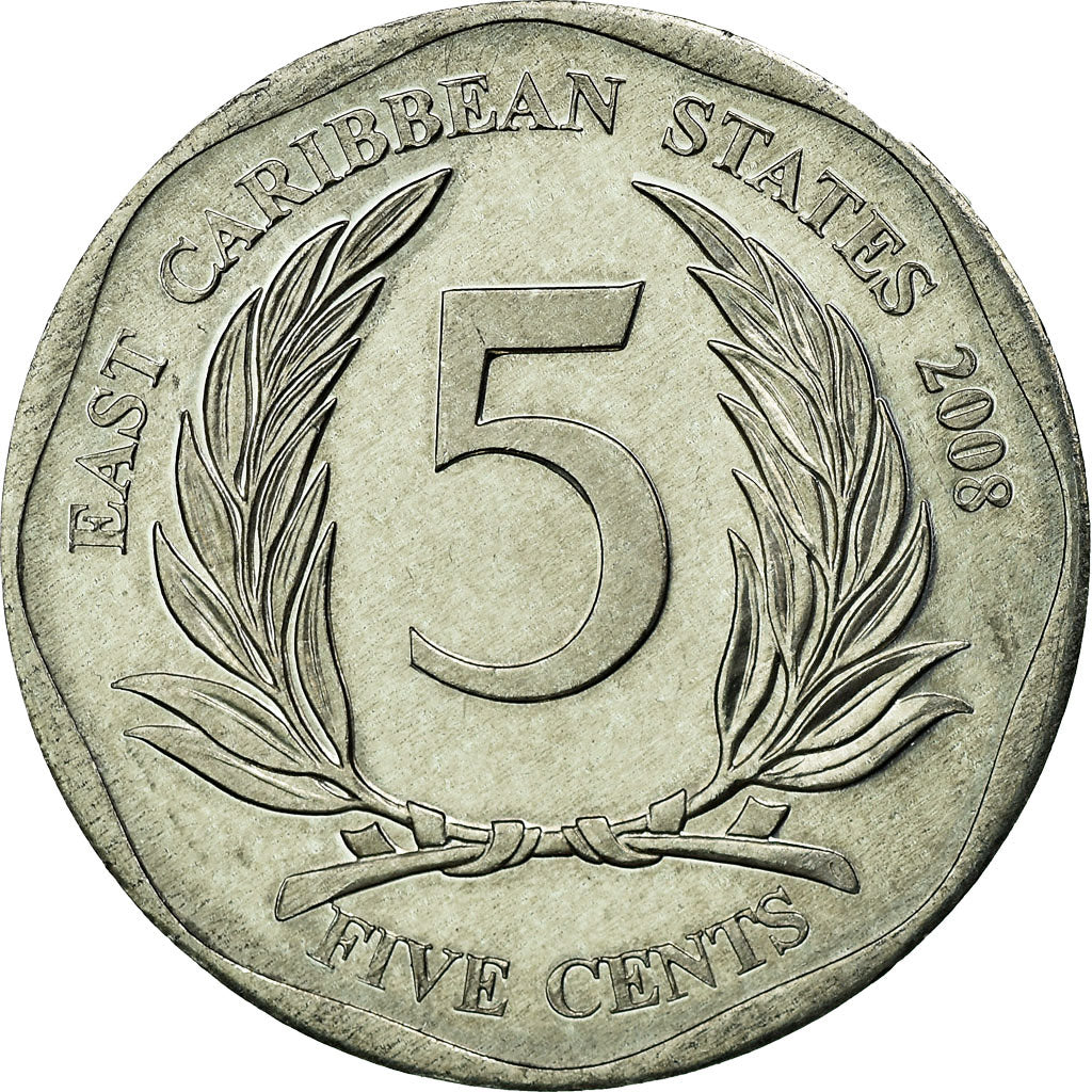 Monnaie, Etats des caraibes orientales, Elizabeth II, 5 Cents, 2008, British