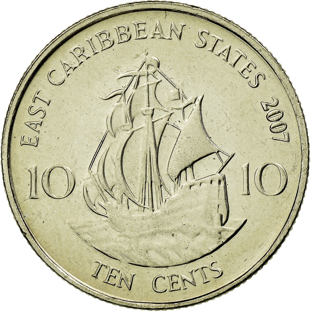 Coin, East Caribbean States, Elizabeth II, 10 Cents, 2007, British Royal Mint