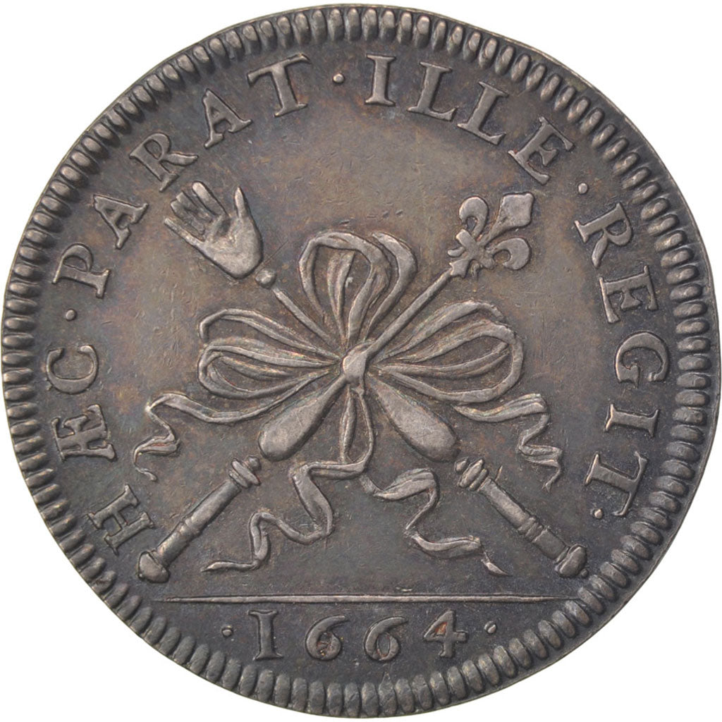 France, Royal, Token, 1664, AU(55-58), Silver, Feuardent #3229, 7.67
