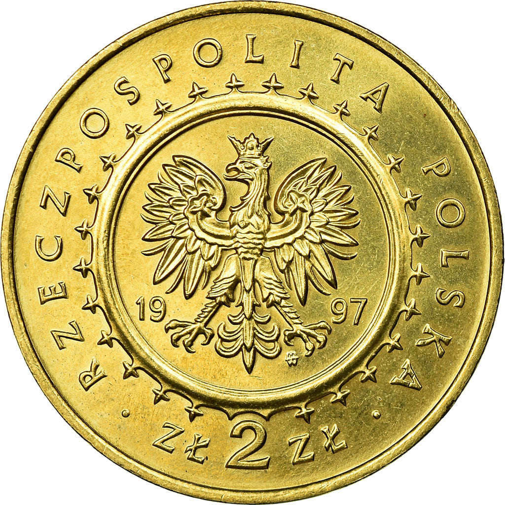 Coin, Poland, Zamek W Pieskowej Skale, 2 Zlote, 1997, Warsaw, AU(55-58), Brass