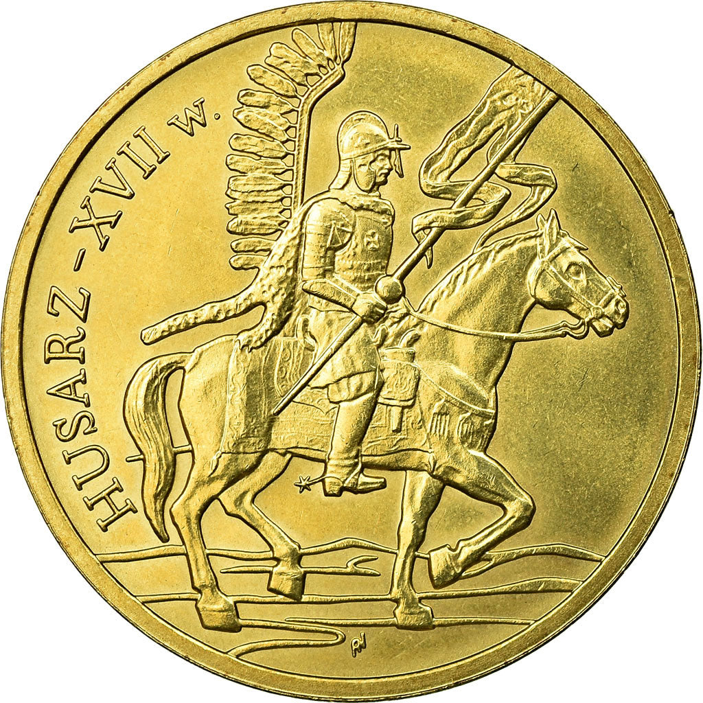 Moeda, Polónia, Polish Cavalry, 2 Zlote, 2009, Warsaw, AU(55-58), Latão