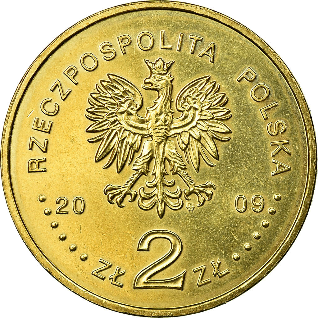 Moeda, Polónia, Polish Cavalry, 2 Zlote, 2009, Warsaw, AU(55-58), Latão