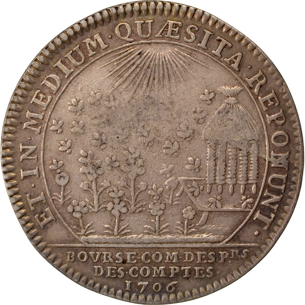France, Justice, Token, 1708, EF(40-45), Silver, Feuardent #manque, 5.97