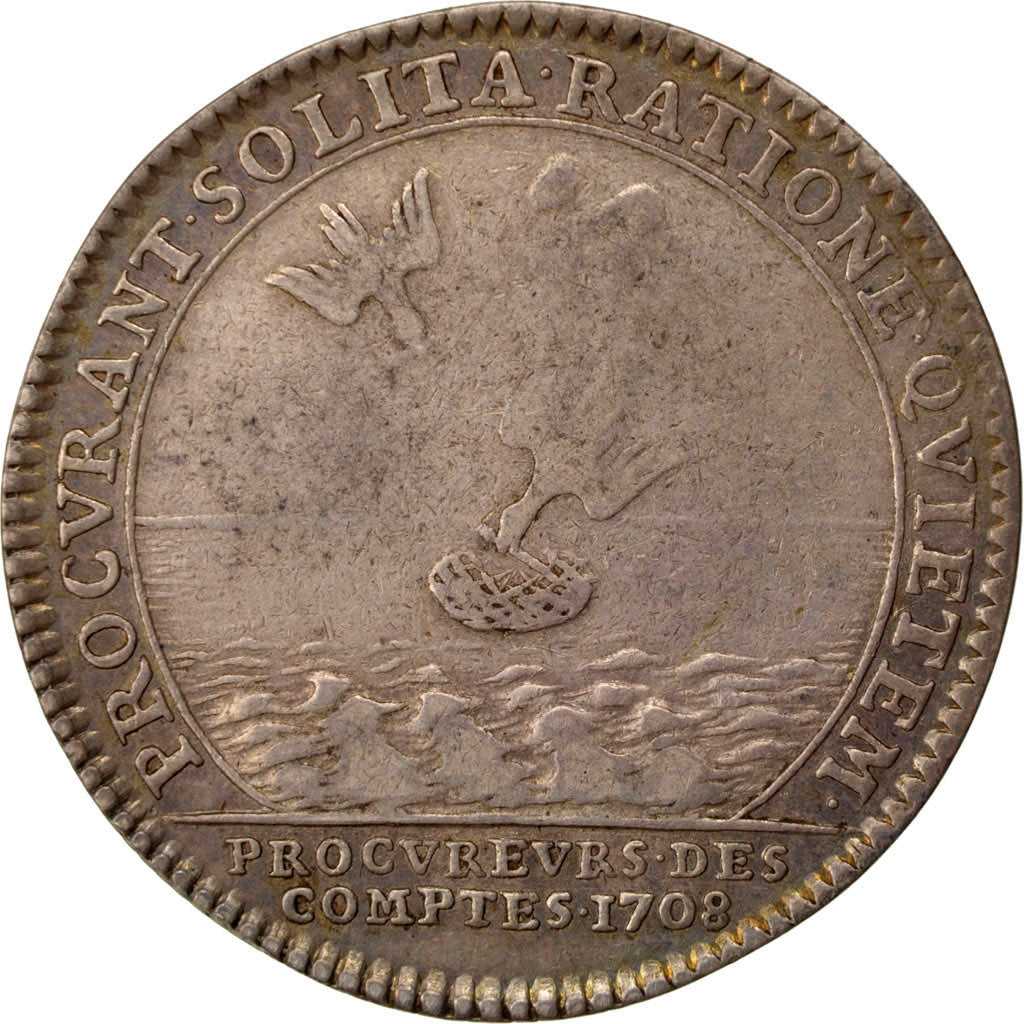 France, Justice, Token, 1708, EF(40-45), Silver, Feuardent #manque, 5.97