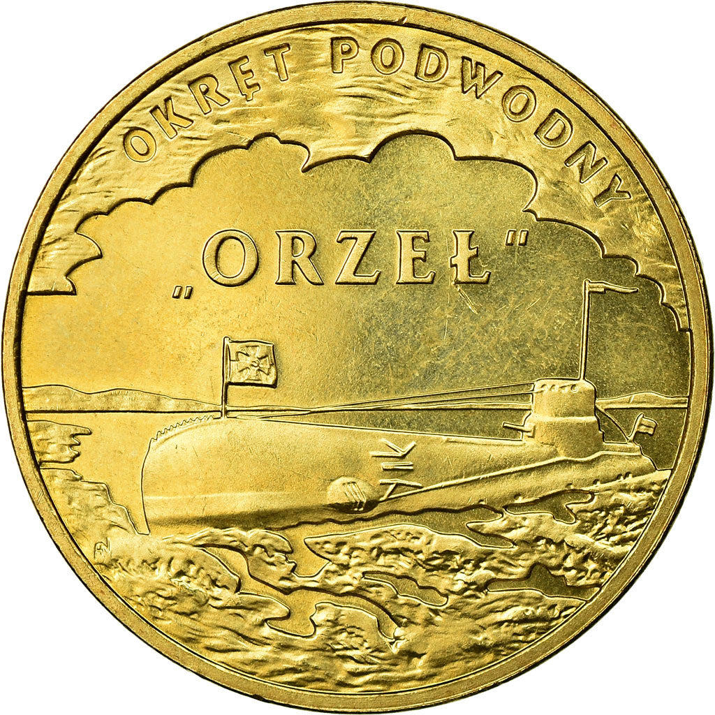 Moneta, Polska, Orzel, submarine, 2 Zlote, 2012, Warsaw, EF(40-45), Mosiądz