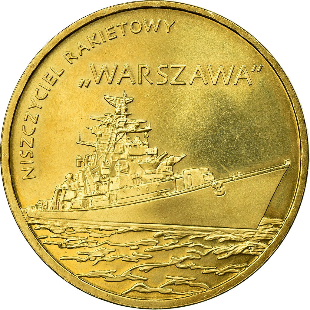 Moneta, Polska, Polish Ships - Warszawa Guided-Missle Destroyer, 2 Zlotych
