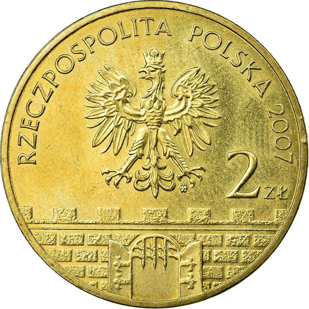 Moneda, Polonia, BRZEG, 2 Zlote, 2007, Warsaw, MBC, Latón, KM:615