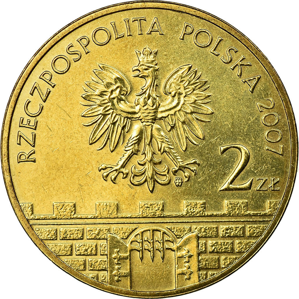 Moneda, Polonia, PLOCK, 2 Zlote, 2007, Warsaw, MBC, Latón, KM:617