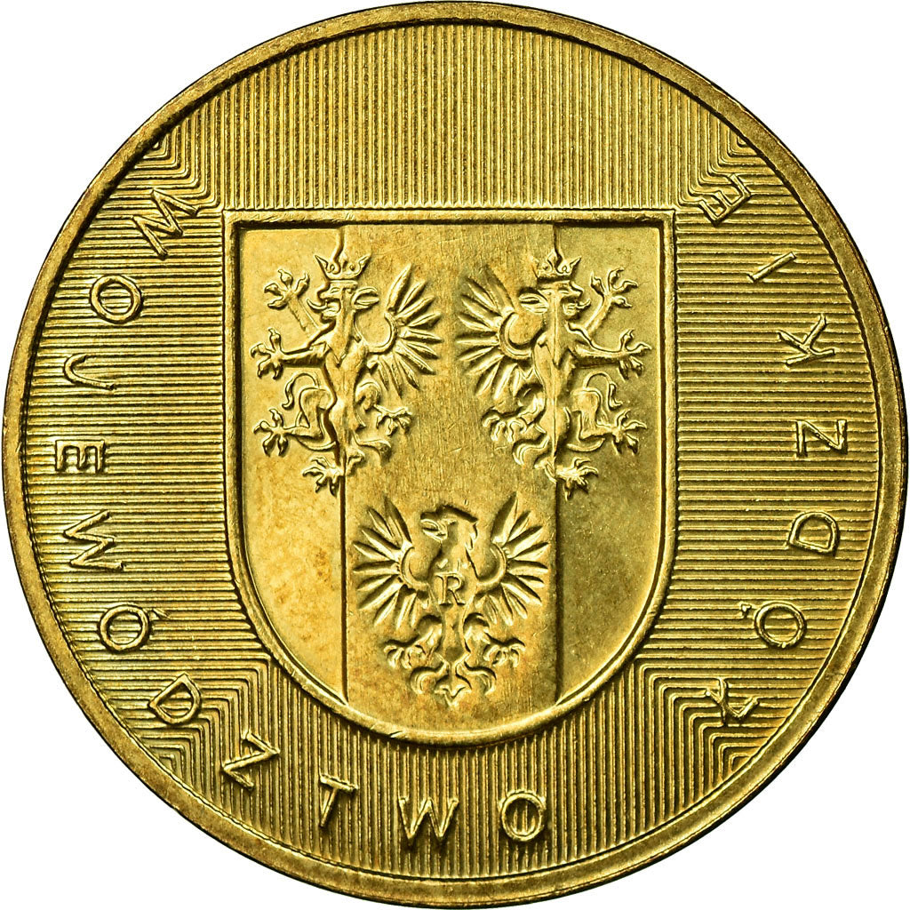 Moneta, Polonia, Lodzkie District, 2 Zlote, 2004, Warsaw, BB+, Ottone, KM:487
