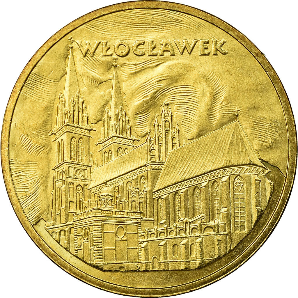 Coin, Poland, Wioclawek Cathedral, 2 Zlote, 2005, Warsaw, EF(40-45), Brass