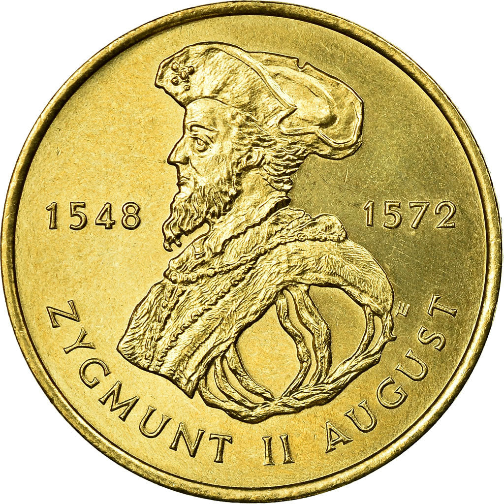 Coin, Poland, Bust of Zygmunt II, 2 Zlote, 1996, Warsaw, AU(50-53), Brass