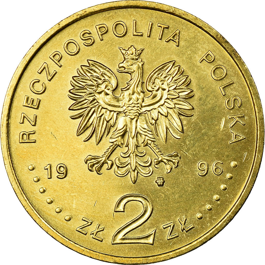 Coin, Poland, Bust of Zygmunt II, 2 Zlote, 1996, Warsaw, AU(50-53), Brass