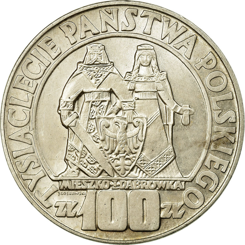 Moneta, Polonia, Polish Millennium, 100 Zlotych, 1966, Warsaw, SPL-, Argento