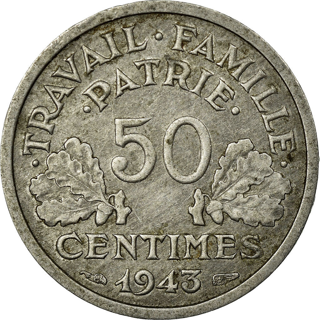 Coin, France, Bazor, 50 Centimes, 1943, Paris, EF(40-45), Aluminum, KM:914.4