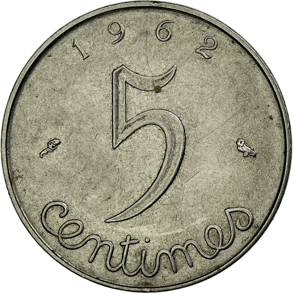 Coin, France, Épi, 5 Centimes, 1962, Paris, EF(40-45), Stainless Steel, KM:927