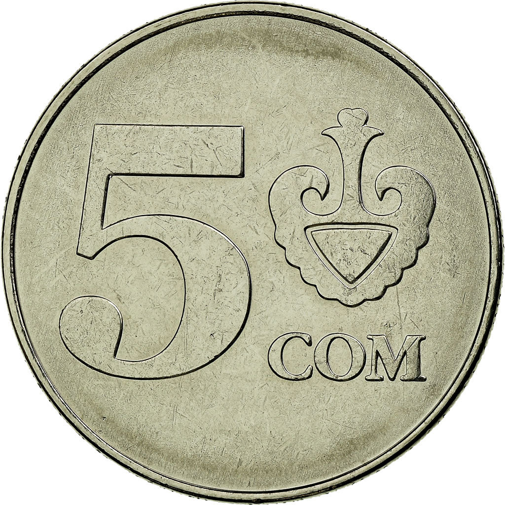 Coin, KYRGYZSTAN, 5 Som, 2008, Paris, MS(65-70), Nickel plated steel, KM:16