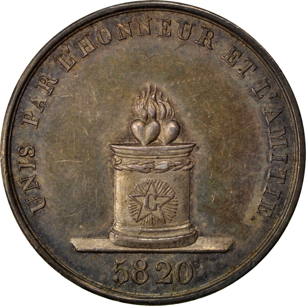 France, Masonic, Token, 1820, AU(55-58), Silver, Labouret #184, 5.52