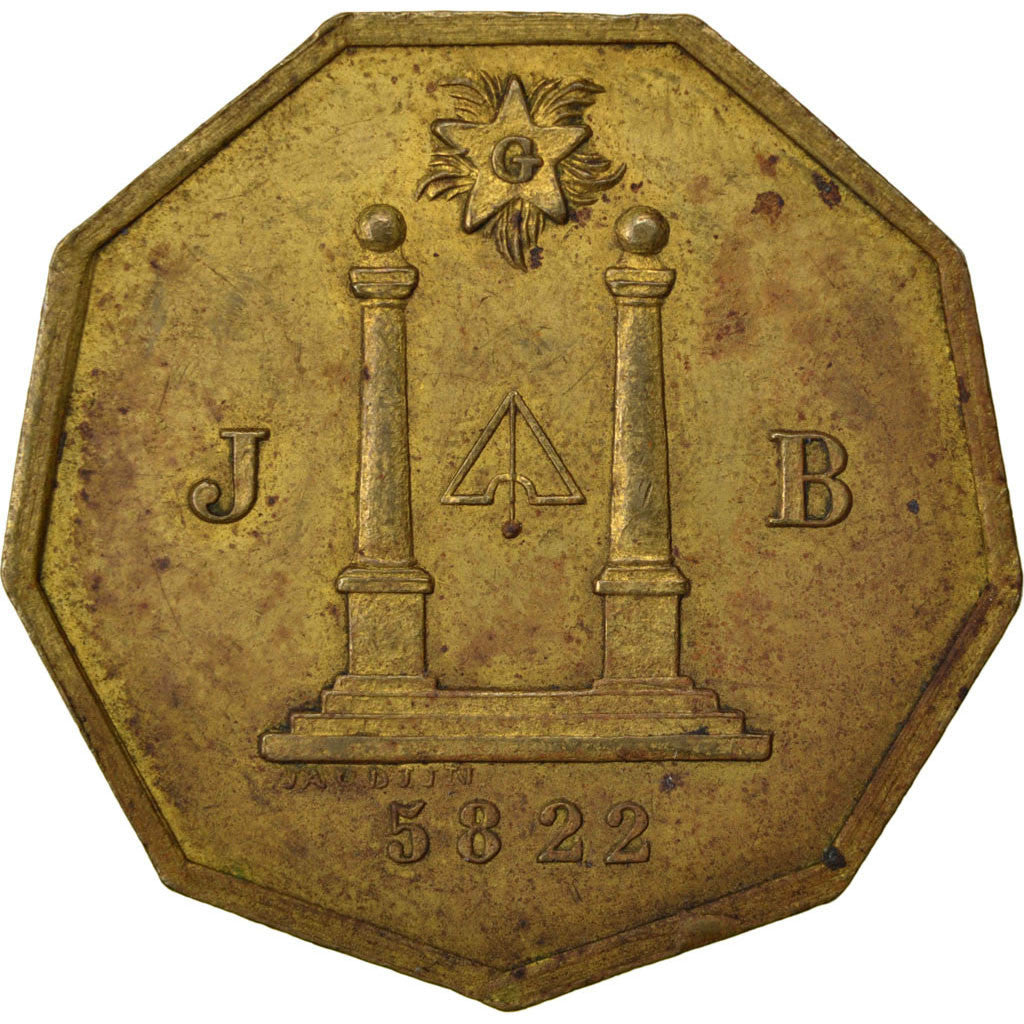 France, Token, Masonic, 1822, AU(55-58), Brass, Labouret:216