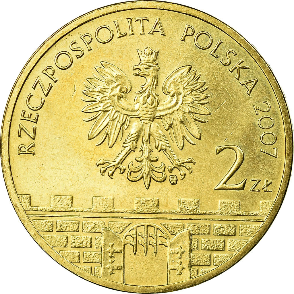 Moneda, Polonia, SLUPSK, 2 Zlote, 2007, Warsaw, MBC, Latón, KM:620