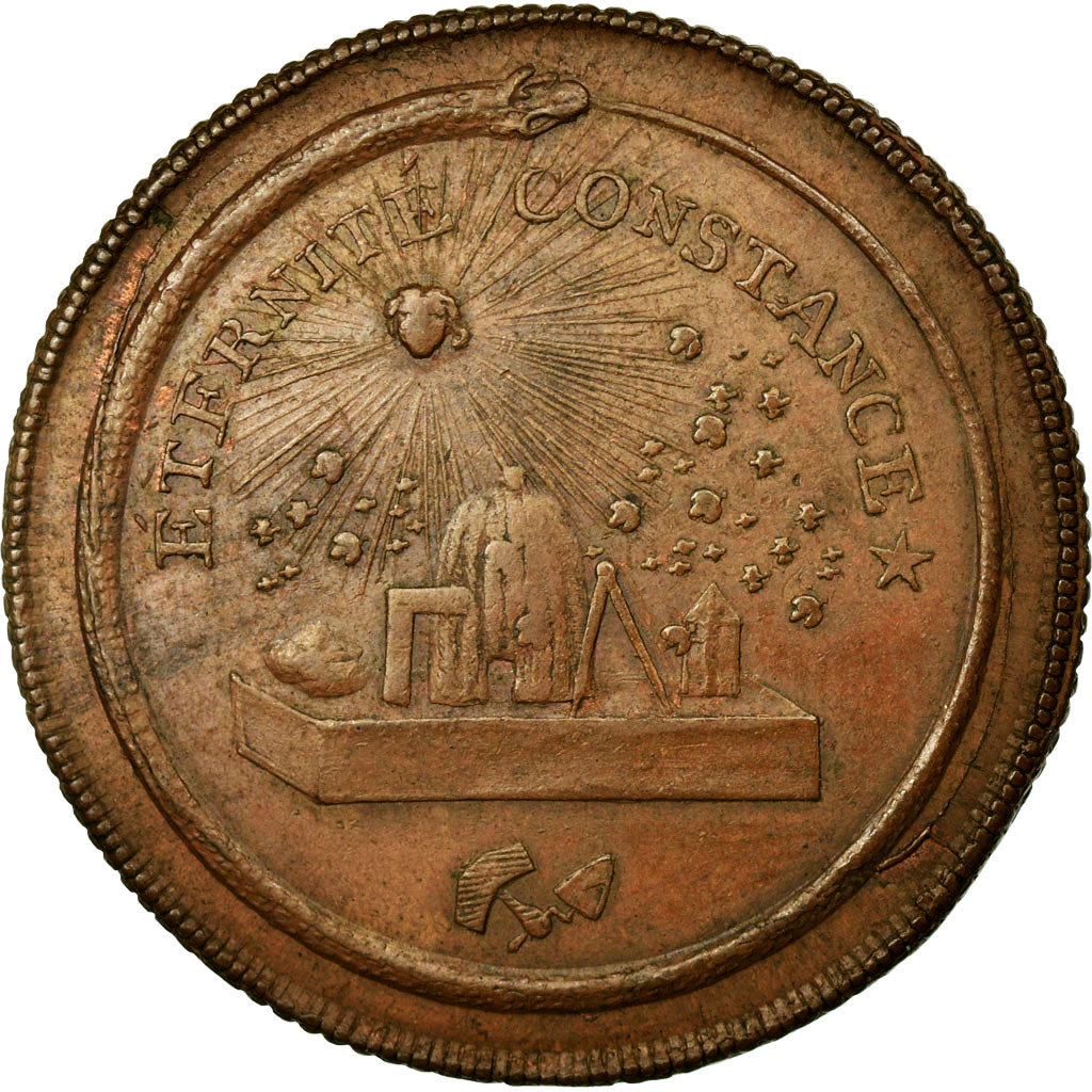 France, Token, Masonic, 1760, EF(40-45), Copper, Labouret:315
